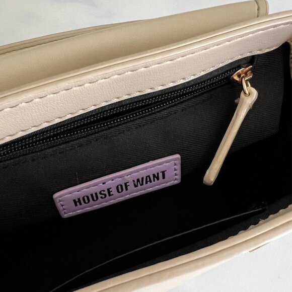 House of Want Beige Vegan Leather 'We Are Chic' Shoulder Bag Purse - Picture 6 of 7